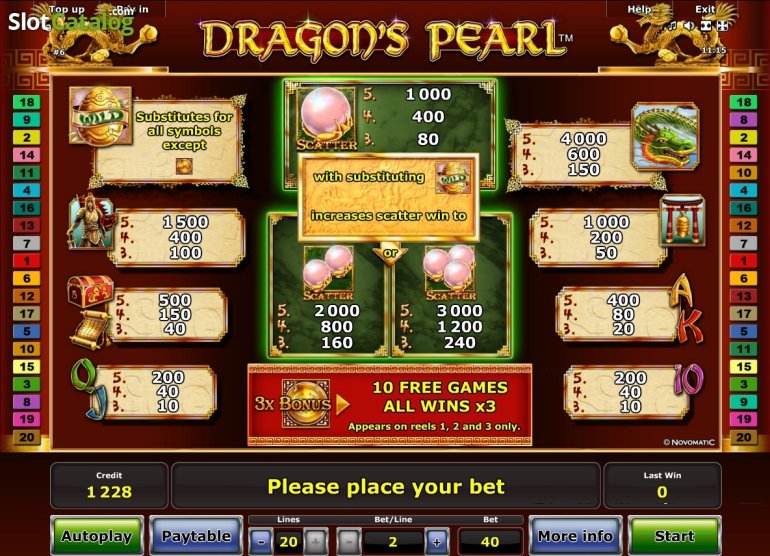 Скриншот бонусной игры на слоте Dragons Pearl