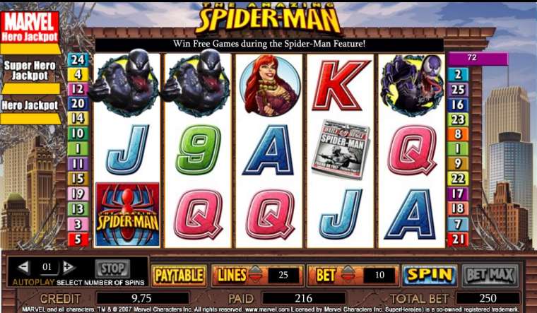Видео покер The Amazing Spider-Man демо-игра