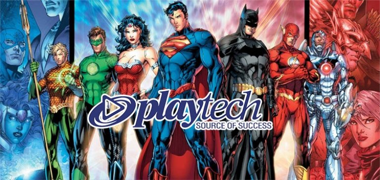Надпись Playtech и герои комиксов Марвел, которые попали в слоты