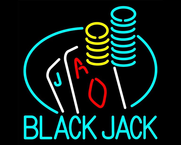 Неоновая вывеска BlackJack